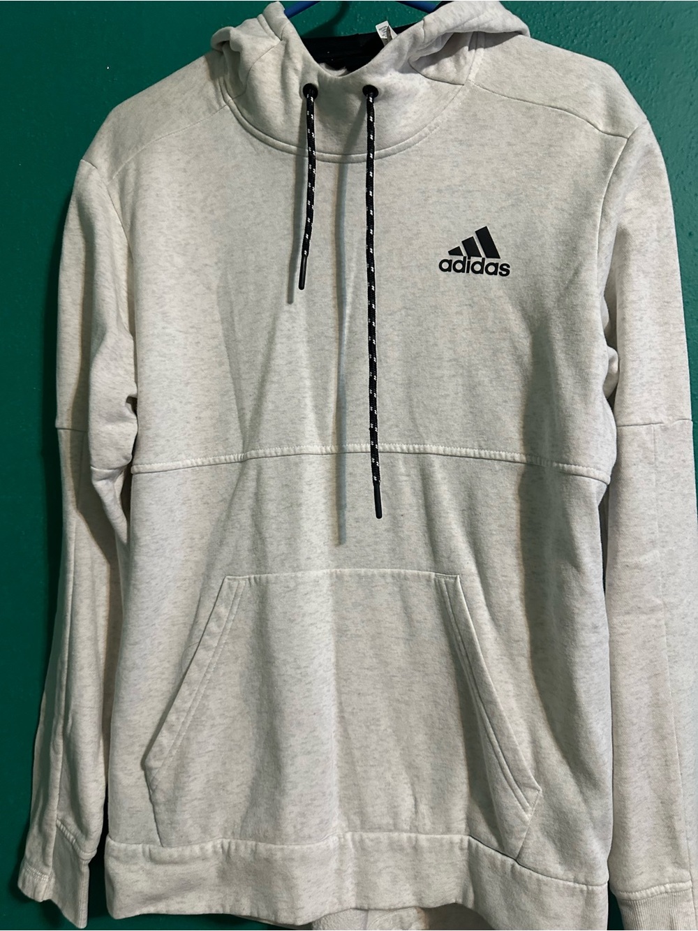 Adidas Light Gray Pullover Hoodie with Black Logo